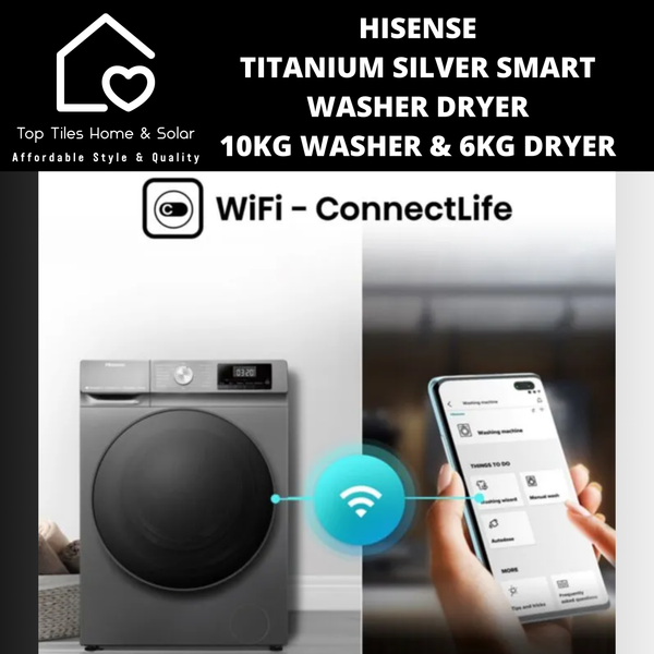 Hisense Titanium Silver Smart Washer Dryer - 10kg Washer & 6kg Dryer