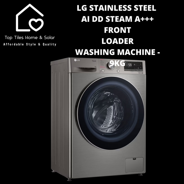 LG Stainless Steel AI DD Steam A+++ Front Loader Washing Machine - 9kg