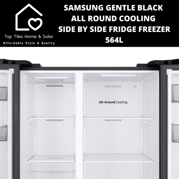 Samsung Gentle Black All Round Cooling Side by Side Fridge Freezer - 564L
