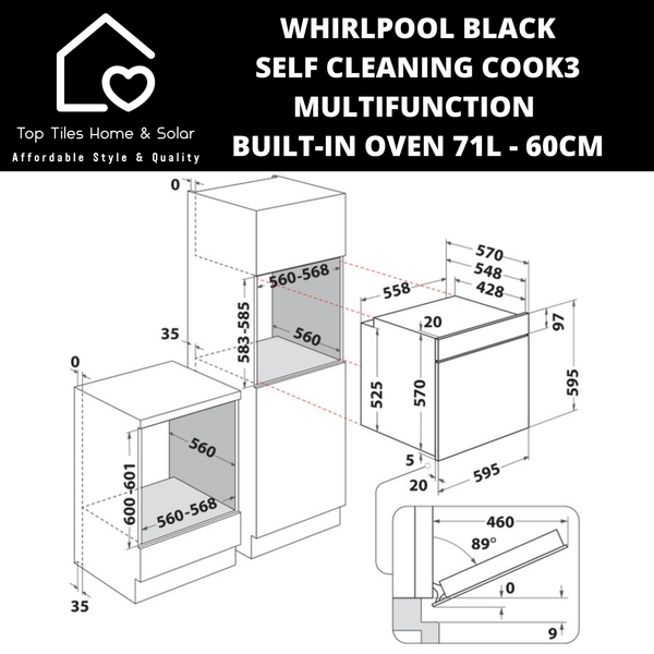 Whirlpool Black Self Cleaning Cook3 Multifunction Built-In Oven 71L - 60cm