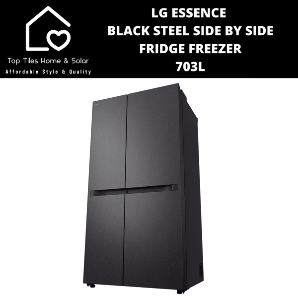 LG Essence Black Steel Side by Side Fridge Freezer - 703L
