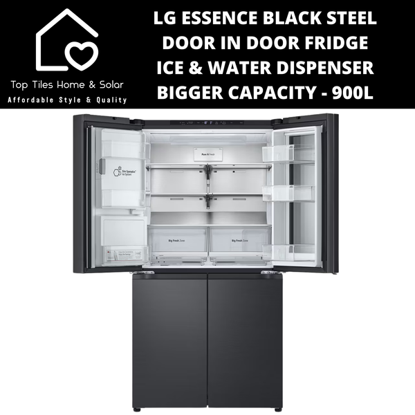 LG Essence Black Steel Door in Door Fridge with Ice & Water Dispenser - 900L