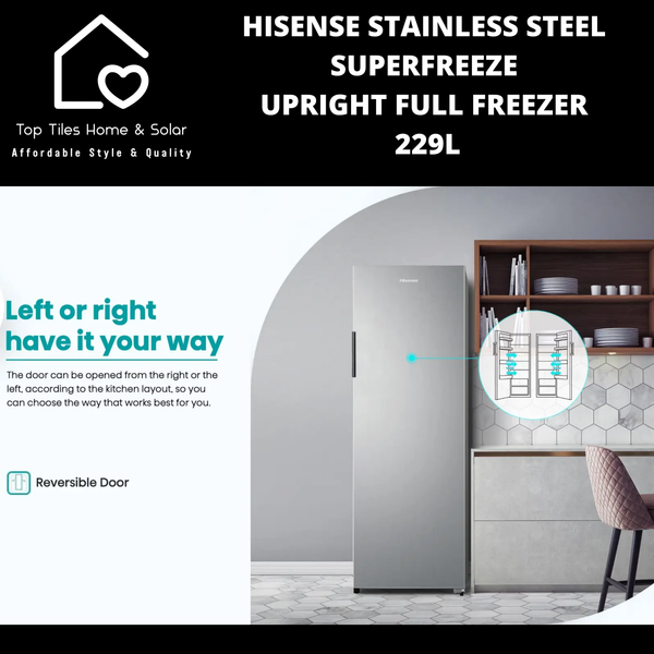 Hisense Stainless Steel SuperFreeze Upright Full Freezer - 229L