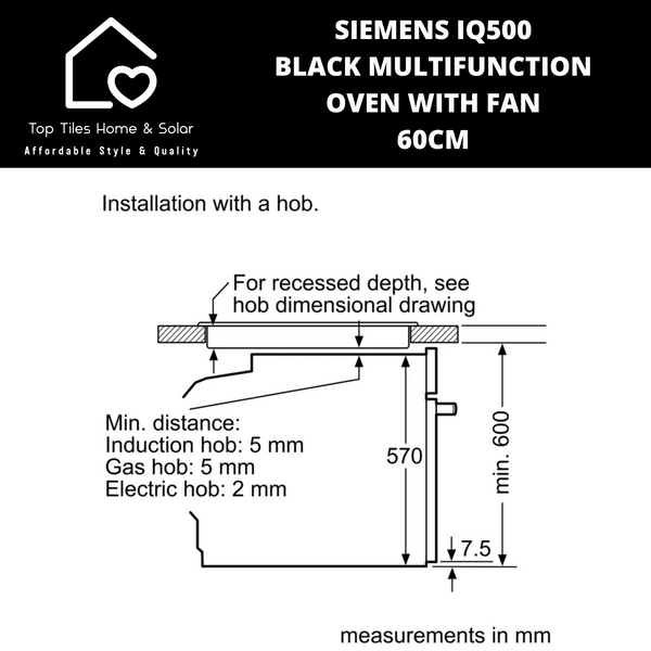 Siemens iQ500 - Black Multifunction Oven with Fan - 60cm