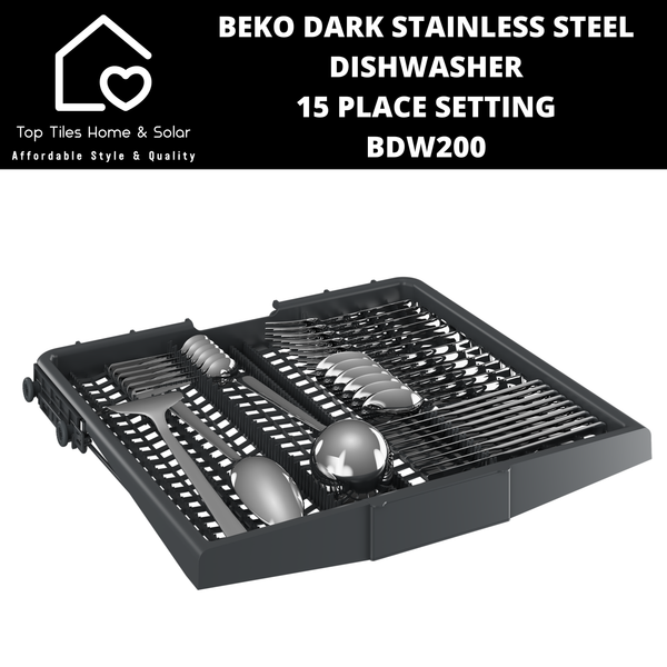 Beko Dark Stainless Steel Dishwasher - 15 Place Setting - BDW200