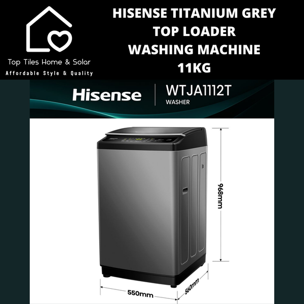 Hisense Titanium Grey Top Loader Washing Machine - 11kg