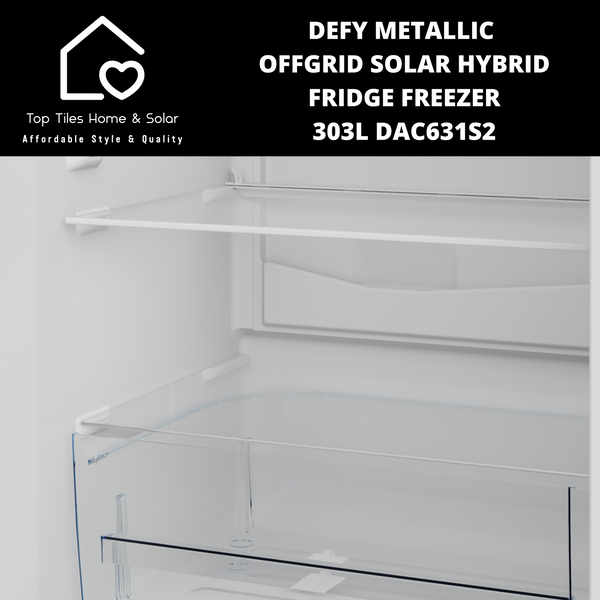 Defy Metallic Offgrid Solar Hybrid Fridge Freezer - 303L DAC631S2