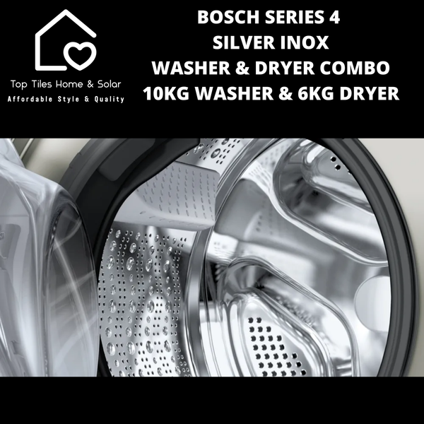 Bosch Series 4 - Silver Inox Washer & Dryer Combo -  10kg Washer & 6kg Dryer