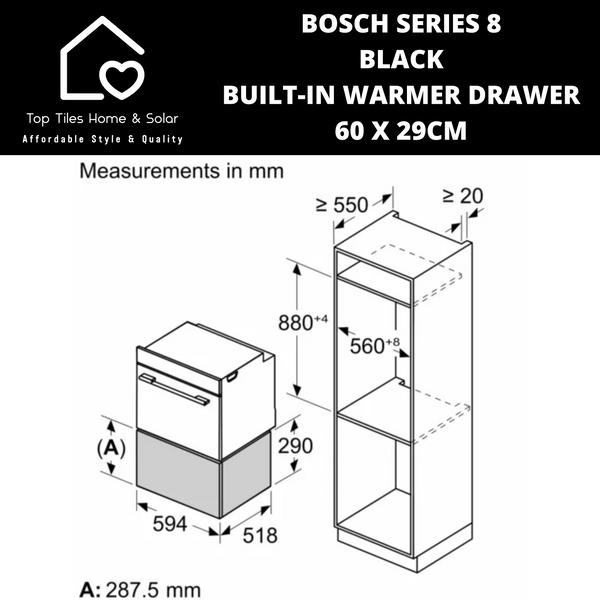 Bosch Series 8 - Black Built-In Warmer Drawer - 60 x 29cm