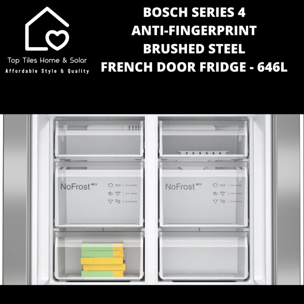 Bosch Series 4 - Anti-Fingerprint Brushed Steel French Door Fridge - 646L