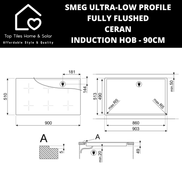 Smeg Ultra-Low Profile Fully Flushed Ceran Induction Hob - 90cm