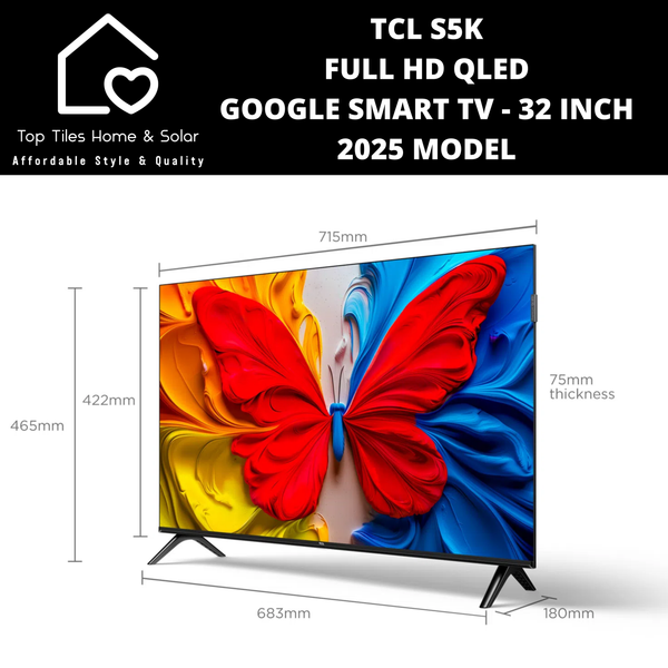 TCL S5K Full HD QLED Google Smart TV - 32 Inch 2025 MODEL