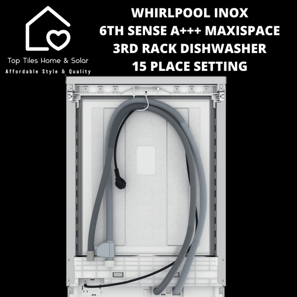 Whirlpool Inox 6th Sense A+++ MaxiSpace 3rd Rack Dishwasher - 15 Place Setting