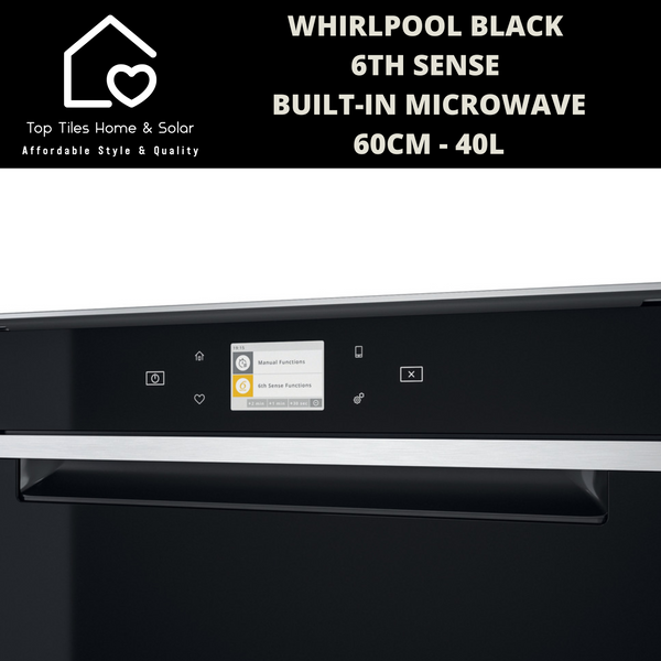Whirlpool Black 6th Sense Built-in Microwave - 60cm - 40L