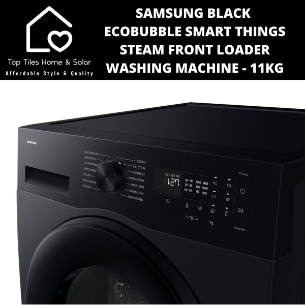 Samsung Black EcoBubble Steam Smart Things Front Loader Washing Machine - 11kg