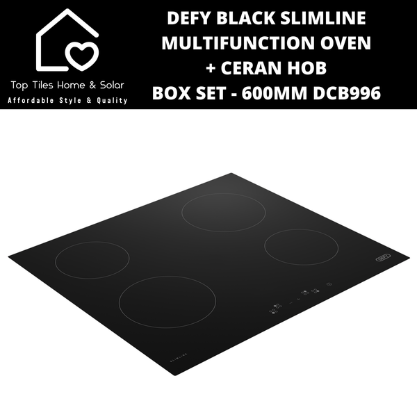 Defy Black Slimline Multifunction Oven + Ceran Hob Box Set - 600mm DCB996