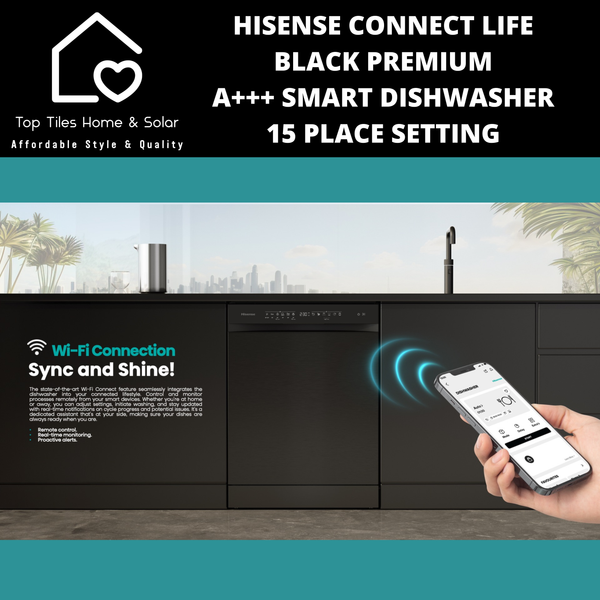 Hisense Black Premium A+++ Smart Dishwasher - 15 Place Setting