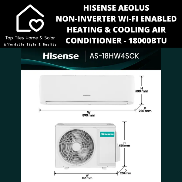 Hisense Aeolus Non-Inverter Wi-Fi Enabled Heating & Cooling Air Conditioner - 18000BTU