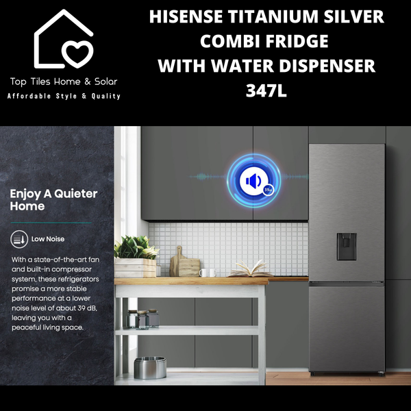 Hisense Titanium Silver Combi Fridge with Water Dispenser - 347L