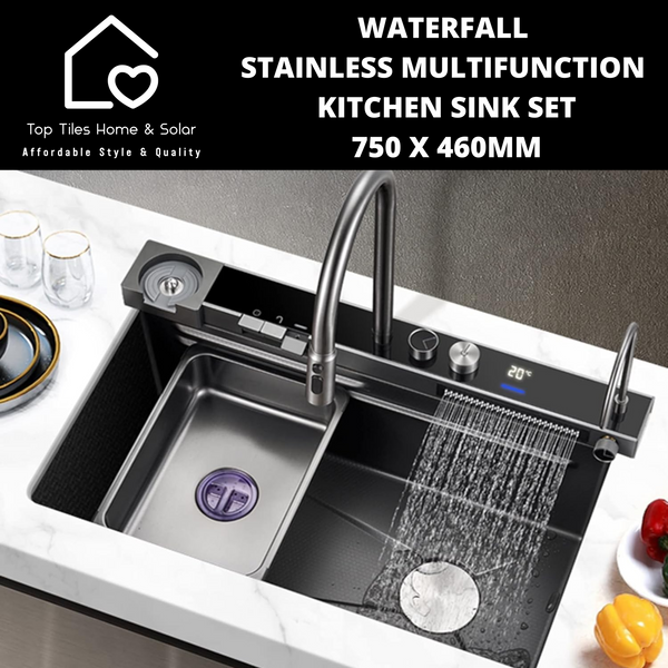 Waterfall Stainless Multifunction Kitchen Sink Set - 750 x 460mm