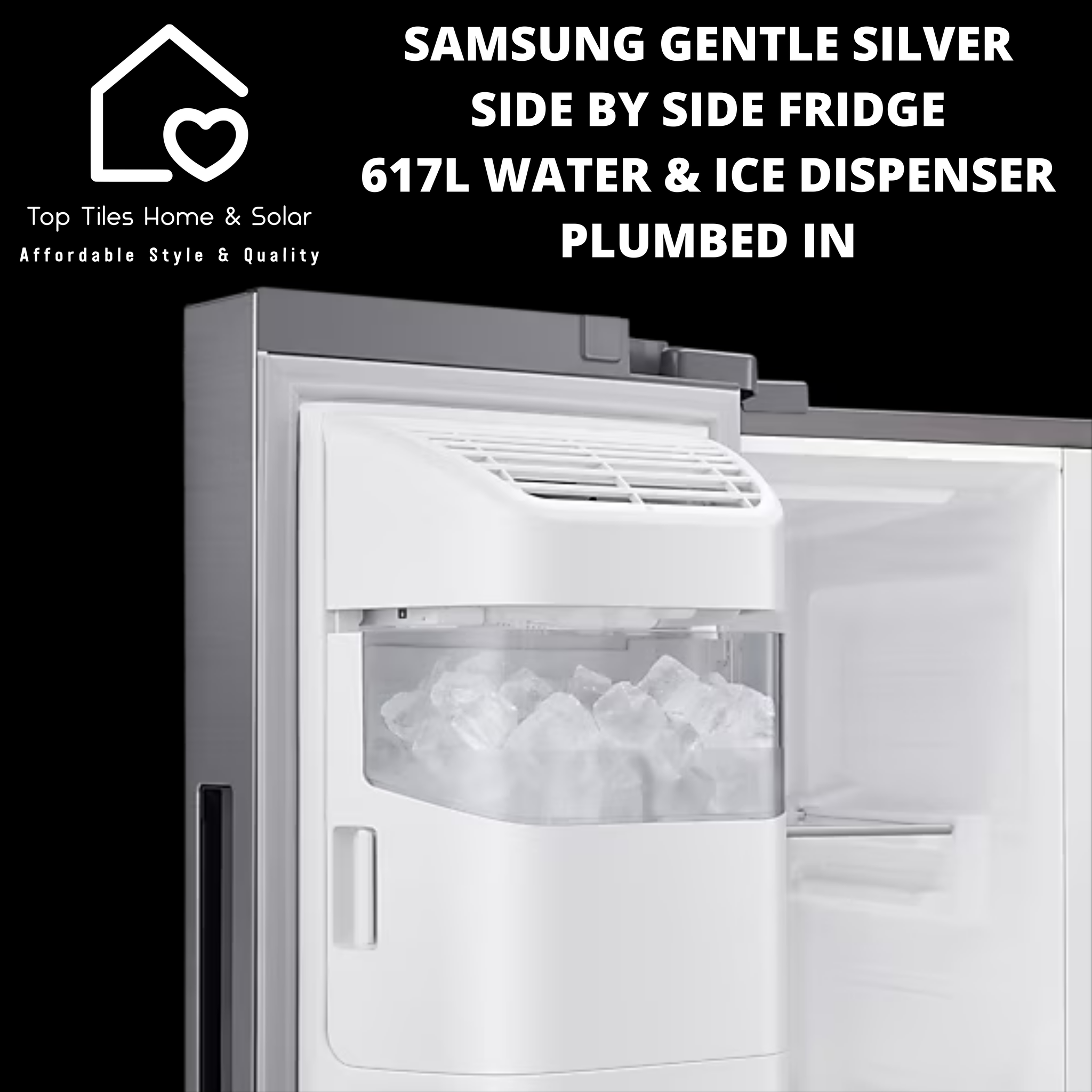 Samsung Gentle Silver Side by Side Fridge - 617L Water & Ice