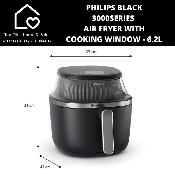 Philips Black 3000Series Air Fryer with Cooking Window - 6.2L