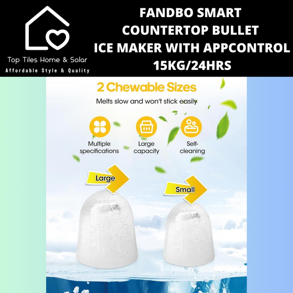 Fandbo Smart Countertop Bullet Ice Maker with AppControl - 15kg/24Hrs