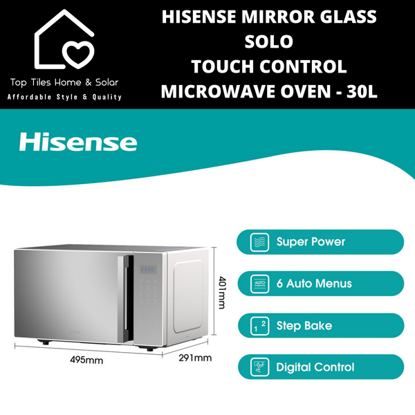 Hisense Mirror Glass Solo Touch Control Microwave Oven - 30L
