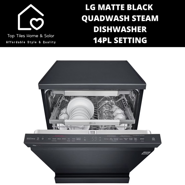 LG Matte Black QuadWash Steam Dishwasher - 14Pl Setting