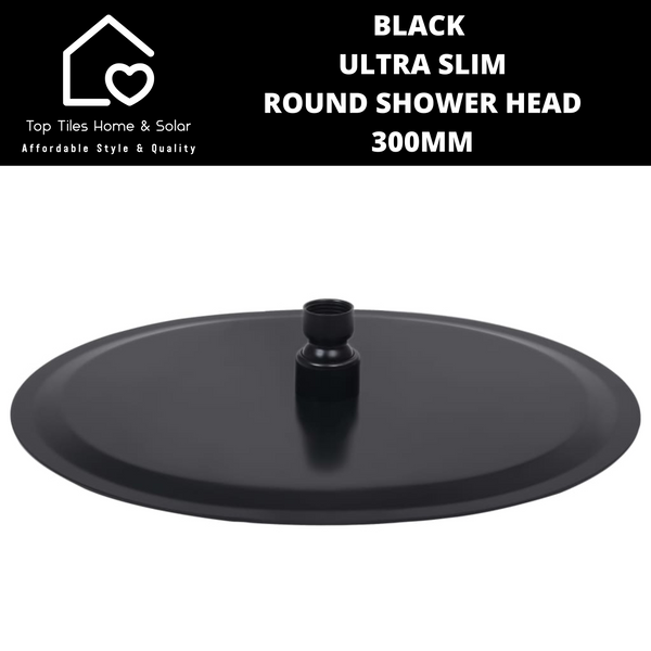 Black Ultra Slim Round Shower Head - 300mm