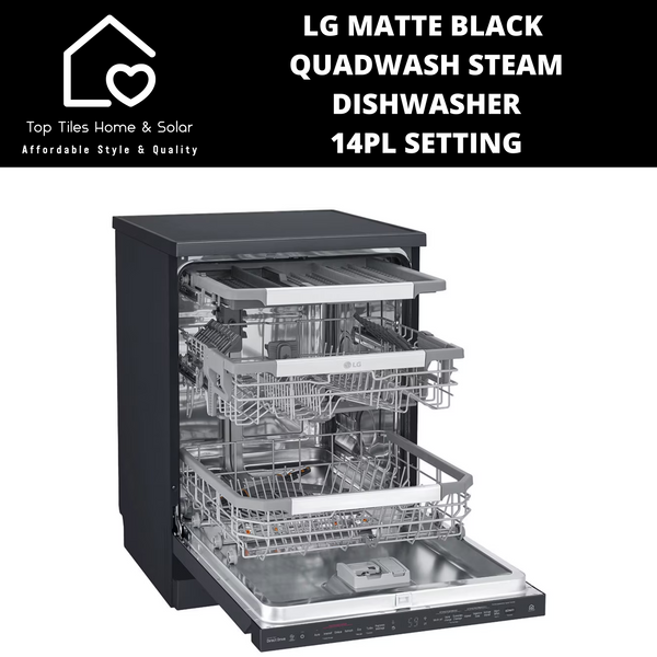 LG Matte Black QuadWash Steam Dishwasher - 14Pl Setting