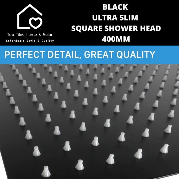 Black Ultra Slim Square Shower Head - 400mm
