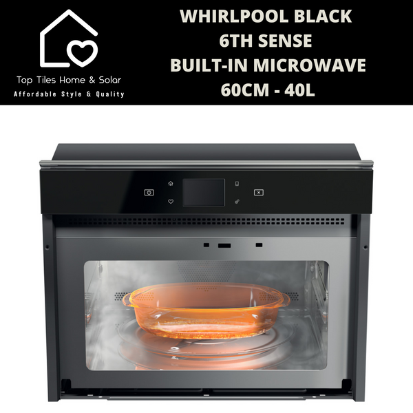 Whirlpool Black 6th Sense Built-in Microwave - 60cm - 40L
