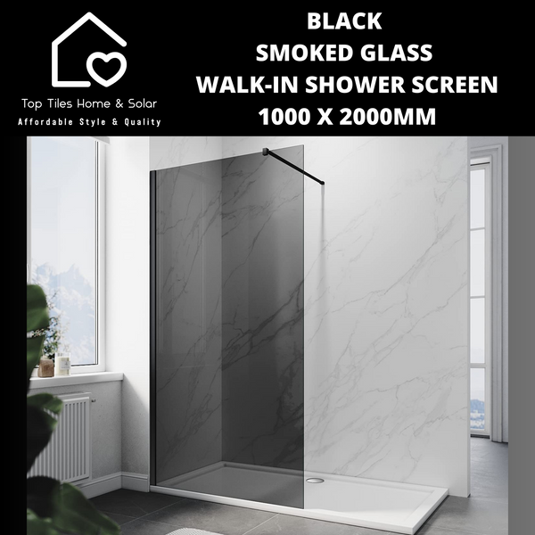 Smoked Glass Walk-in Shower Screen - 1000 x 2000mm