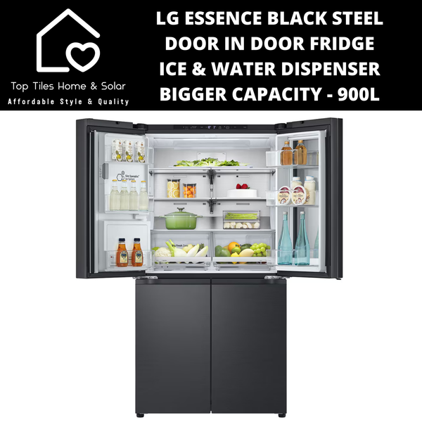 LG Essence Black Steel Door in Door Fridge with Ice & Water Dispenser - 900L