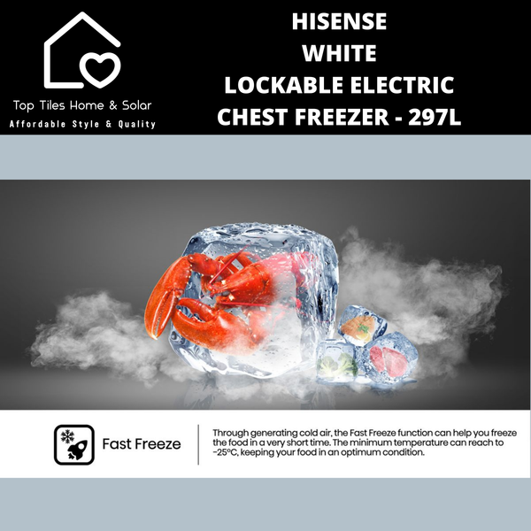 Hisense White Lockable Electric Chest Freezer - 297L