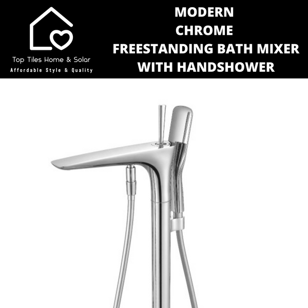 Modern Chrome Freestanding Bath Mixer With Handshower