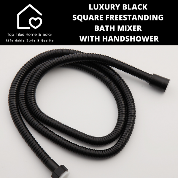 Luxury Black Square Freestanding Bath Mixer With Handshower