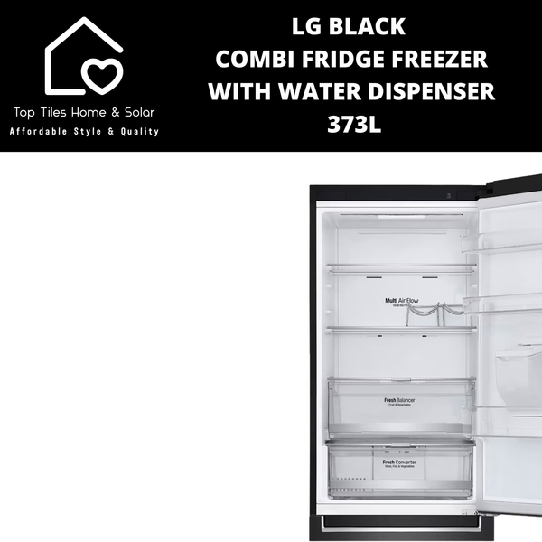 LG Black Combi Fridge Freezer - 373L Water Dispenser