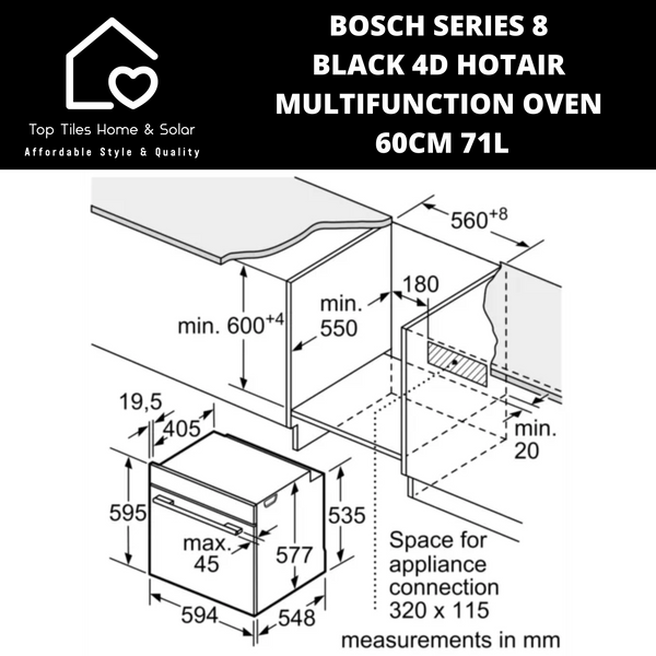 Bosch Series 8 - Black 4D HotAir Multifunction Oven - 60cm 71L