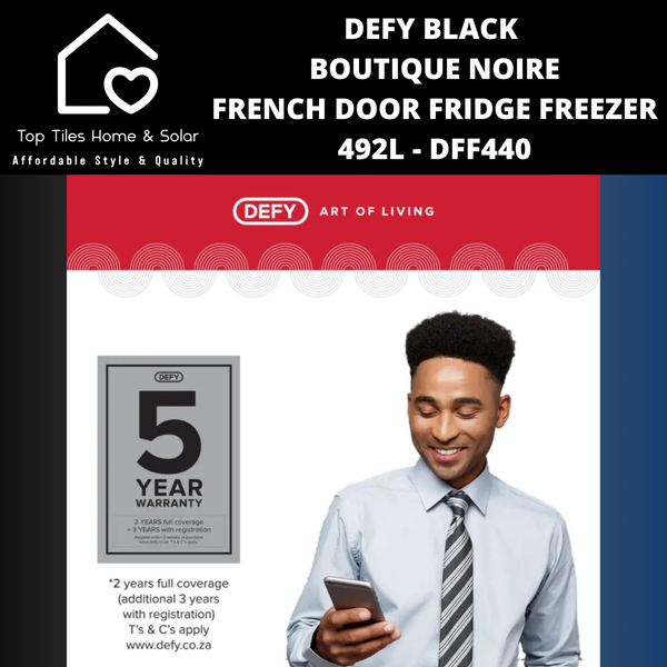 Defy Black Boutique Noire French Door Fridge - 492L DFF440