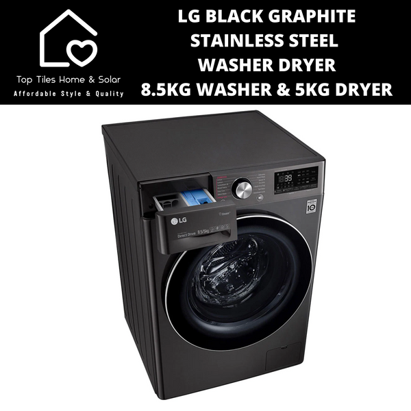 LG Black Steel Vivace Washer Dryer - 8.5kg Washer & 5kg Dryer
