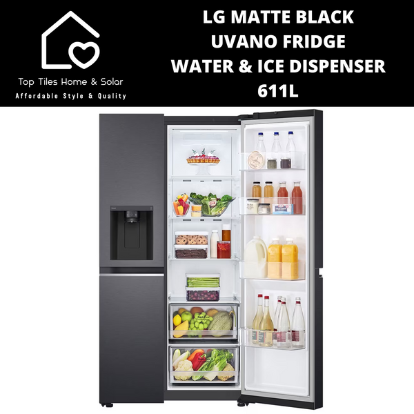 LG Matte Black Uvano Fridge - 611L Water & Ice Dispenser