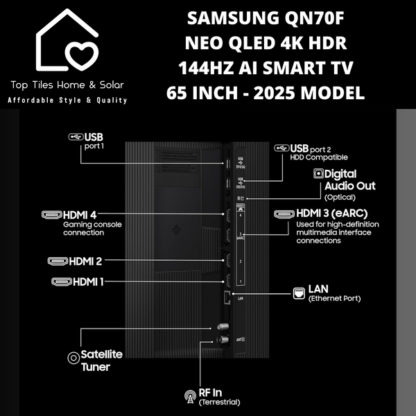 Samsung QN70F Neo QLED 4k HDR 144Hz Ai Smart TV - 65 Inch