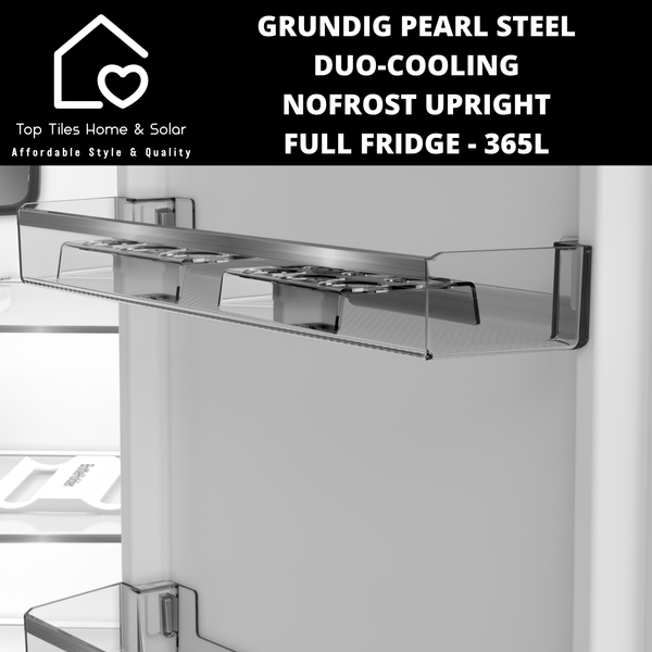Grundig Pearl Steel Duo-Cooling NoFrost Upright Full Fridge - 365L