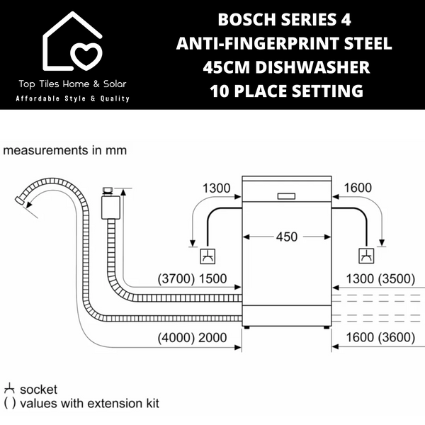 Bosch Series 4 - Anti-Fingerprint Brushed Steel 45cm Dishwasher - 10 Place Setting