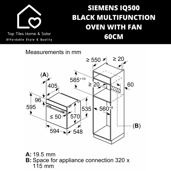 Siemens iQ500 - Black Multifunction Oven with Fan - 60cm