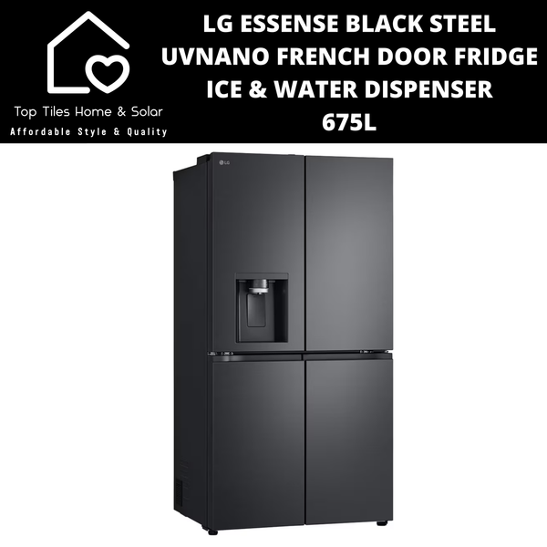 LG Essense Black Steel UVNano French Door Fridge - 675L Ice & Water Dispenser