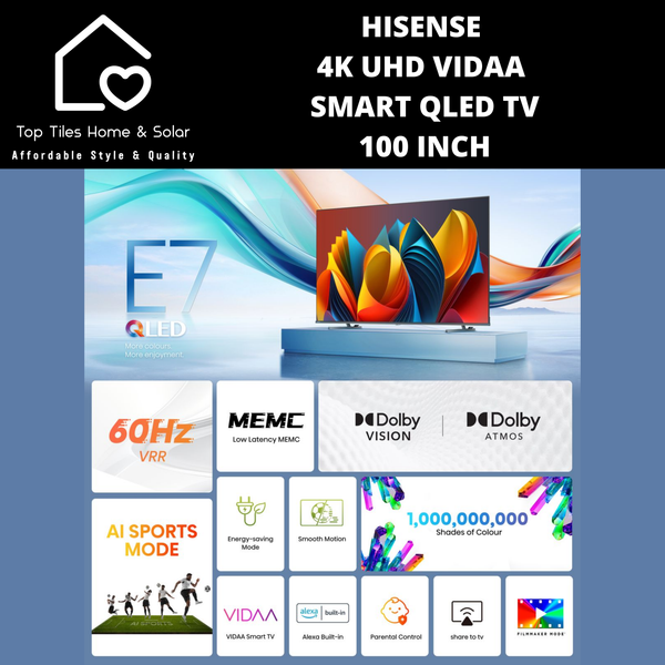 Hisense 4K UHD Vidaa Smart QLED TV - 100 Inch