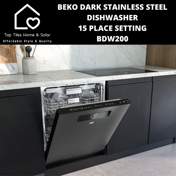 Beko Dark Stainless Steel Dishwasher - 15 Place Setting - BDW200